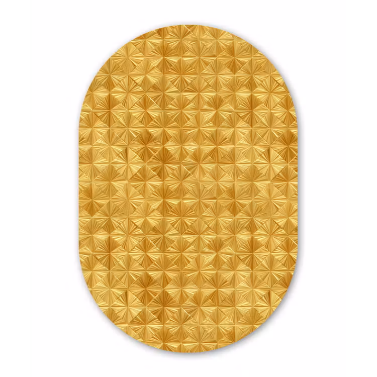 Tegels - Geometrisch - Reliëf - Goud Wandcirkel Ovaal Aluminium middel 839 -3d