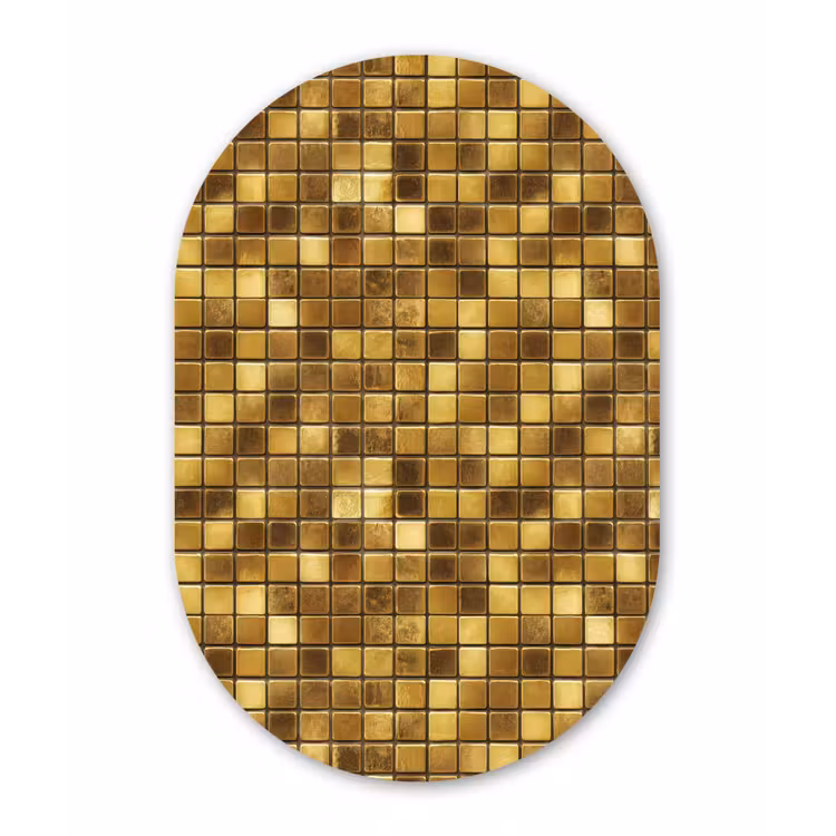 Tegels - Mozaïek - Luxe - Warm Goud Wandcirkel Ovaal Aluminium middel 839 -3d