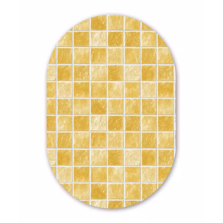 Tegels - Mozaïek - Textuur - Goudgeel Wandcirkel Ovaal Aluminium middel 839 -3d