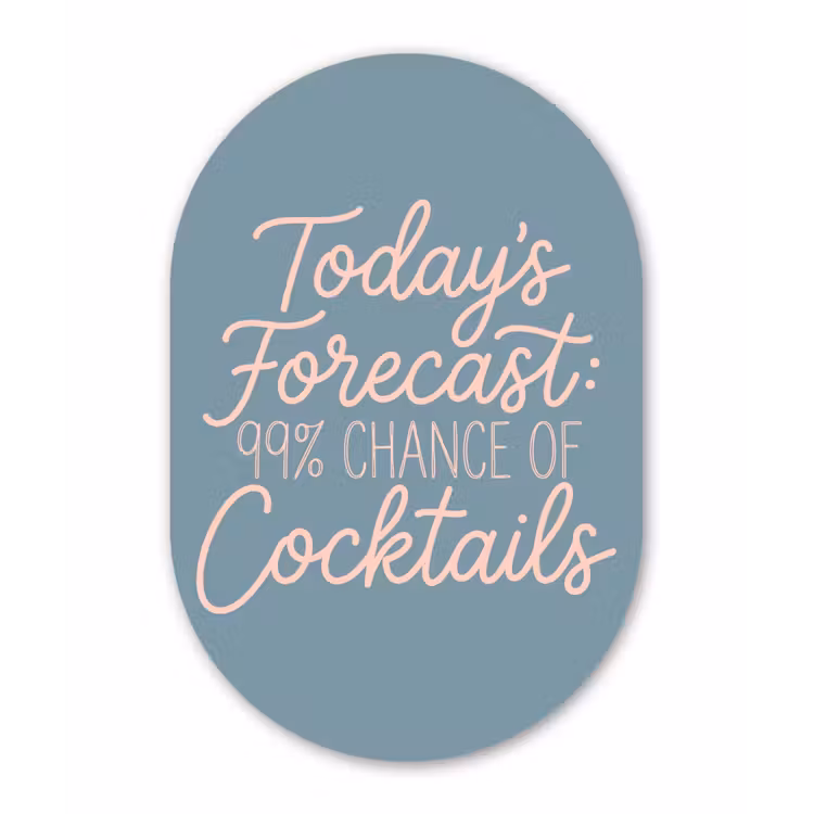 Today's Forecast - Cocktails - Blauw Wandcirkel Ovaal Aluminium middel -3d