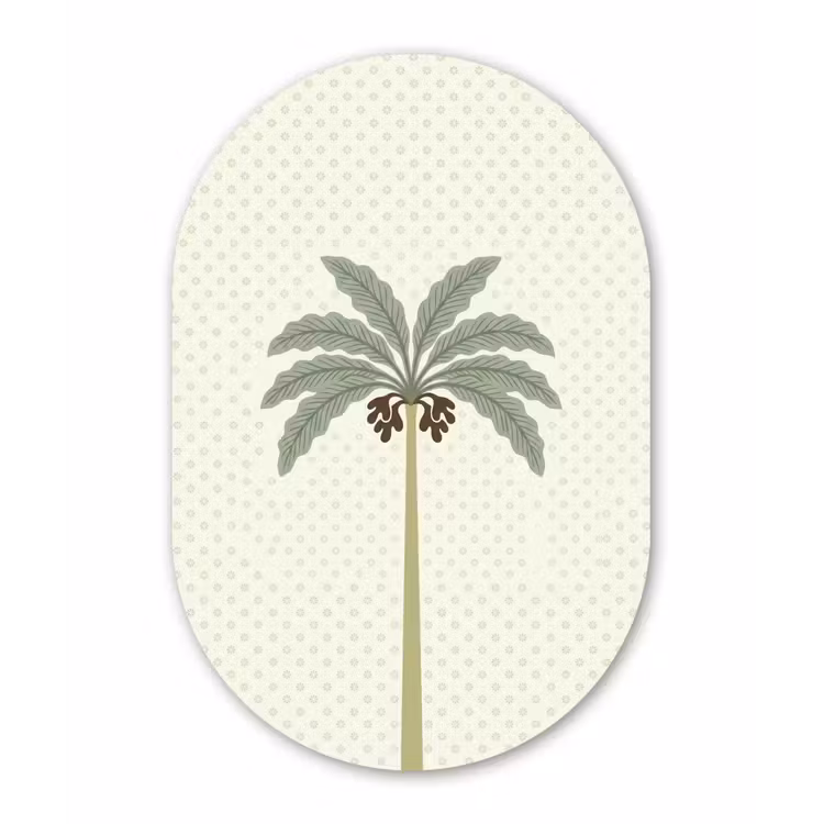 Boom - Bladeren - Groen - Decoratief - Beige Wandcirkel Ovaal Aluminium middel -3d