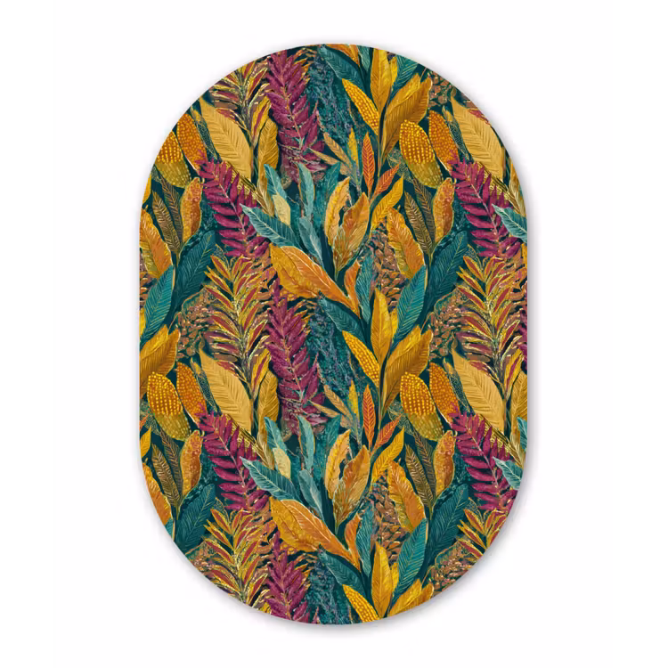 Tropische - Botanisch - Patroon - Kleurrijk - Exotisch Wandcirkel Ovaal Aluminium middel 839 -3d