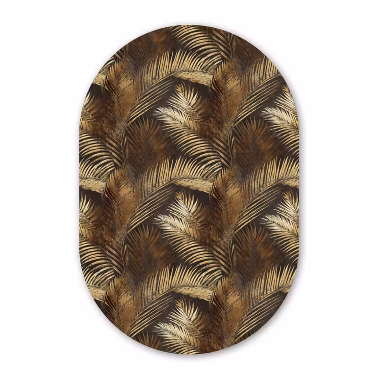 Tropisch - Bladeren - Goud Wandcirkel Ovaal Aluminium middel 839 -3d