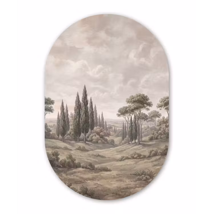 Vallei - Bos - Natuur - Groen Wandcirkel Ovaal Aluminium middel -3d