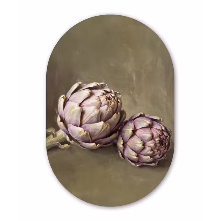 aluminium oval wall art - Vegetables - Still Life - Painting - Groente - Stilleven - Schilderij Wandcirkel Ovaal Aluminium middel