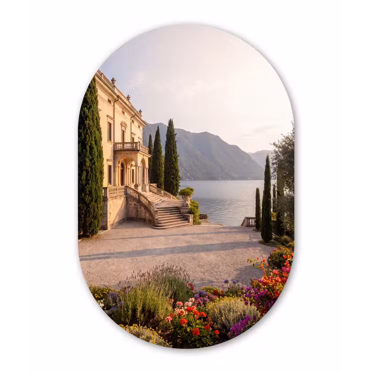 aluminium oval wall art - Villa - Water - Stairs - Villa - water -trappen Wandcirkel Ovaal Aluminium middel