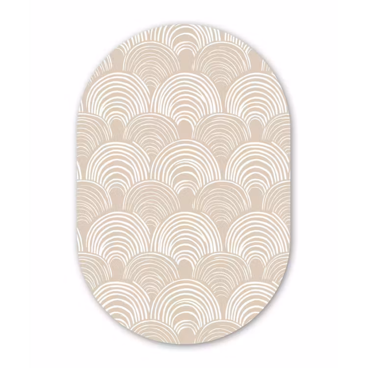 Golven - Structuur - Beige Wandcirkel Ovaal Aluminium middel 839 -3d