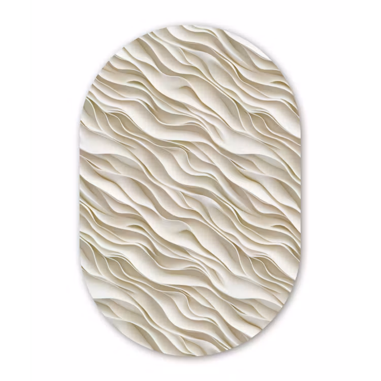 Golven - Wit - Minimalistisch Wandcirkel Ovaal Aluminium middel 839 -3d