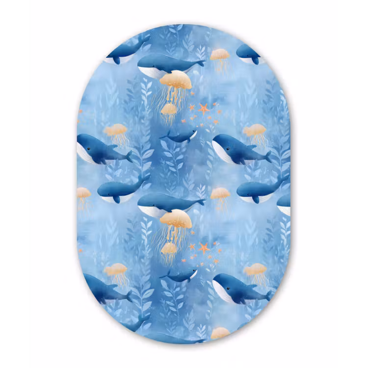 Walvissen - Oceaan - Blauw Wandcirkel Ovaal Aluminium middel 839 -3d