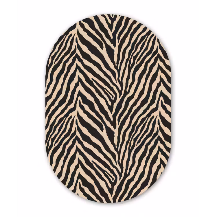 Zebra - Klassiek - Zwart Wandcirkel Ovaal Aluminium middel 839 -3d