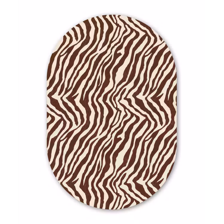 Zebra - Patroon - Zwart - Wit Wandcirkel Ovaal Aluminium middel 839 -3d