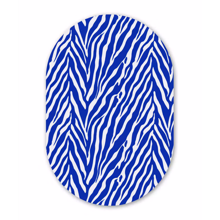 Zebra - Patroon - Kobalt - Blauw Wandcirkel Ovaal Aluminium middel 839 -3d