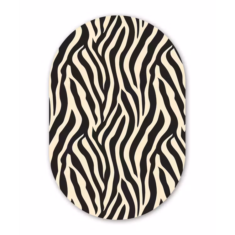 Zebra - Print - Klassiek - Zwart Wandcirkel Ovaal Aluminium middel 839 -3d