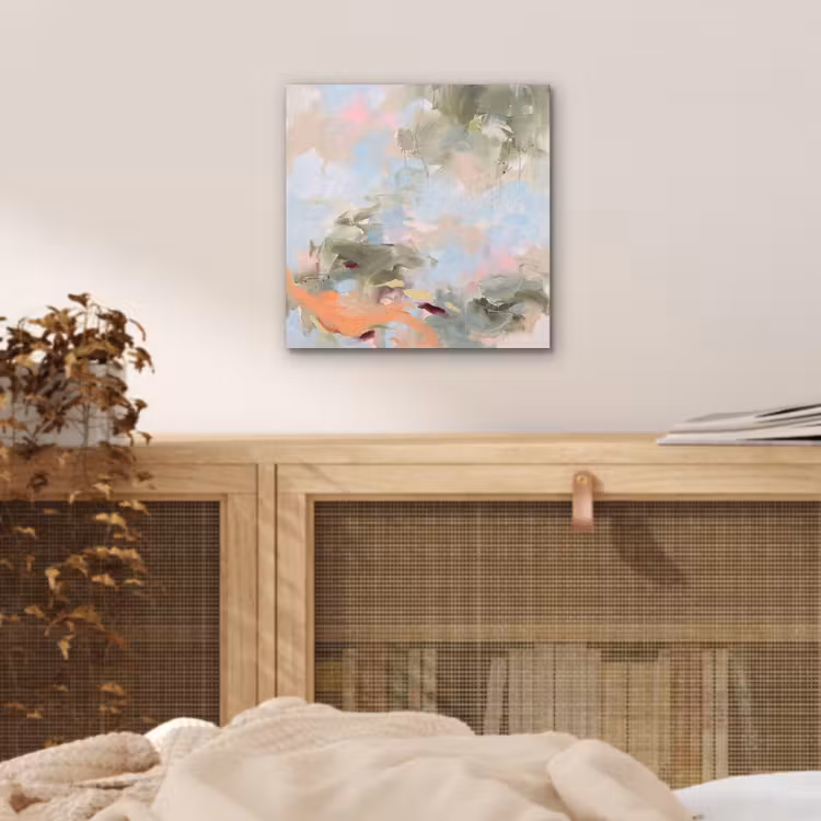Abstract - Borstelstreken - Kunst - Modern - Pastel aluminium wit klein -sfeer3