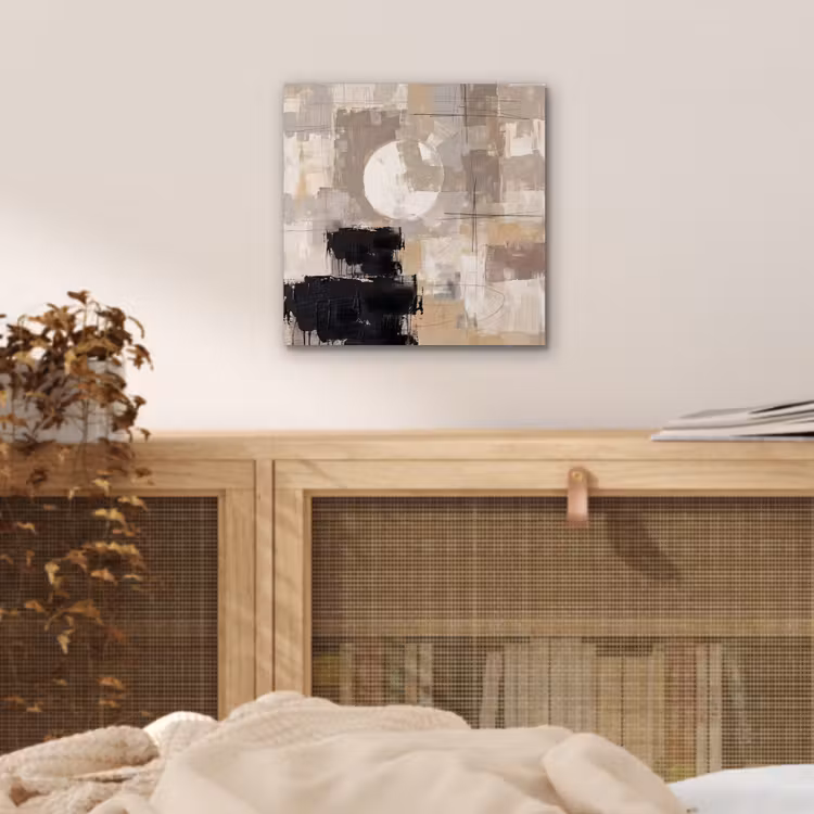 Abstract - Cirkel - Modern - Beige - Zwart - Minimalistisch aluminium wit klein -sfeer3