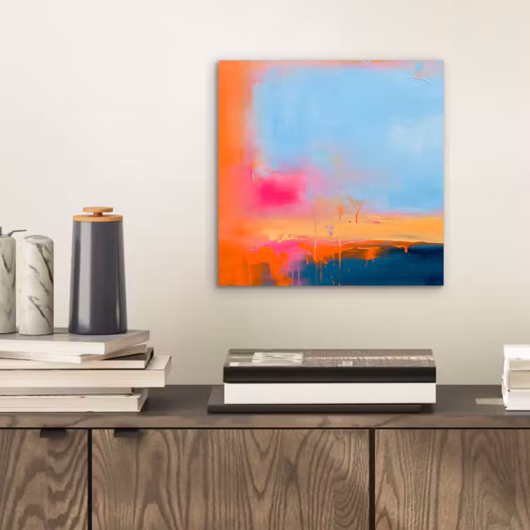 Abstract - Kleurvlakken - Modern - Oranje - Blauw aluminium wit klein -sfeer1