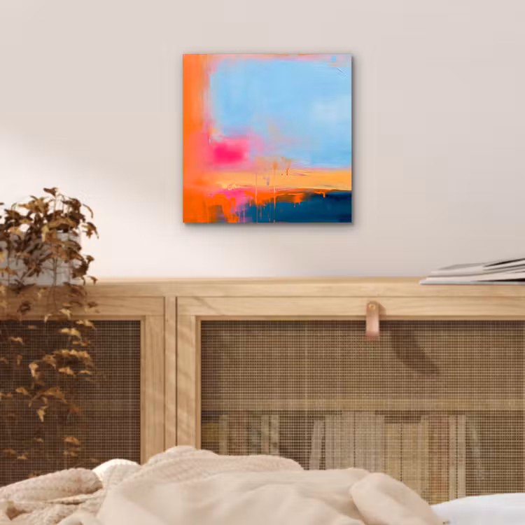 Abstract - Kleurvlakken - Modern - Oranje - Blauw aluminium wit klein -sfeer3
