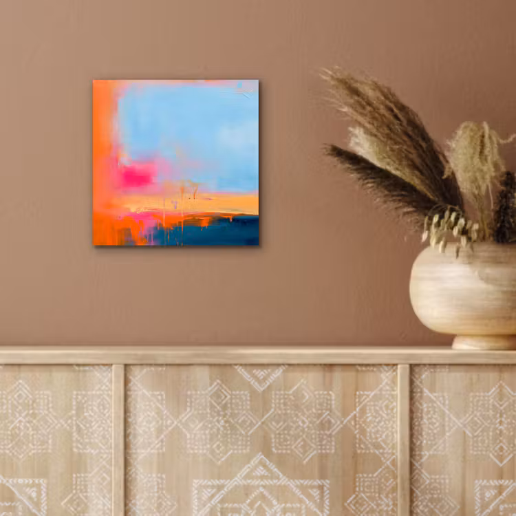 Abstract - Kleurvlakken - Modern - Oranje - Blauw aluminium wit klein -sfeer4
