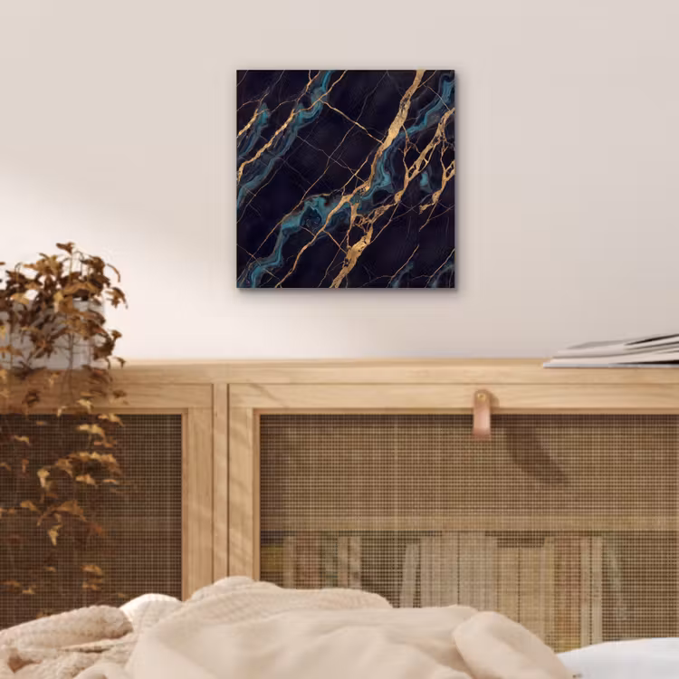Abstract - Gouden lijnen - Kunst - Modern - Zwart aluminium wit klein -sfeer3
