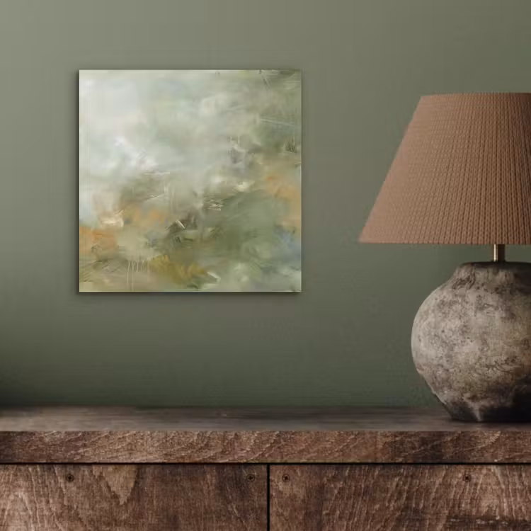 Abstract - Groen - Beige - Modern - Kunst aluminium wit klein -sfeer2