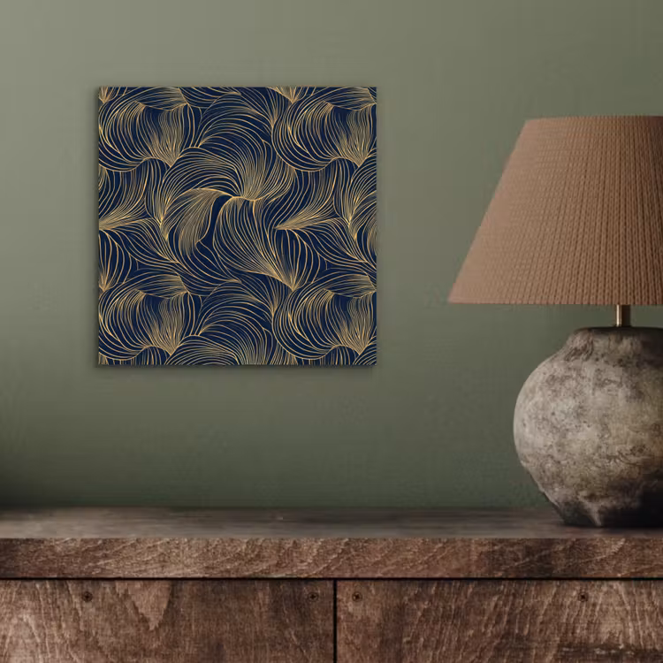 Abstract - Lijnen - Blauw - Goud aluminium wit klein 46 -sfeer2