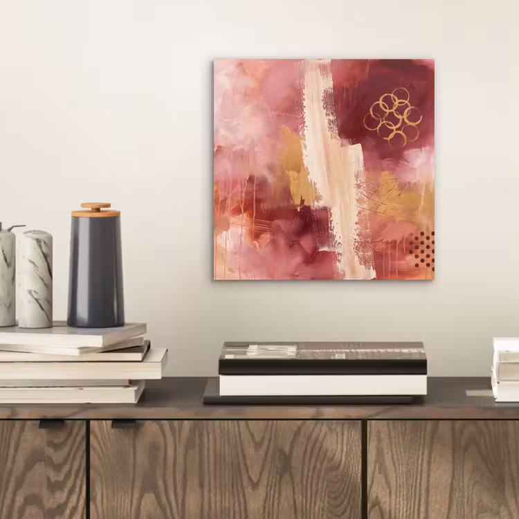 Abstract - Rood - Goud - Modern - Kunst aluminium wit klein -sfeer1