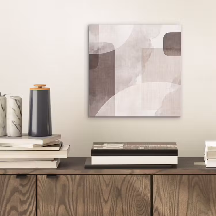 aluminium wall art - Abstract Shapes - Beige - Abstracte vormen - Beige aluminium wit klein