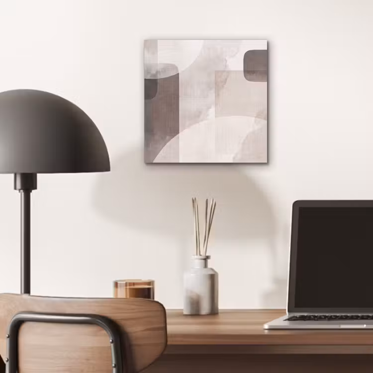 aluminium wall art - Abstract Shapes - Beige - Abstracte vormen - Beige aluminium wit klein