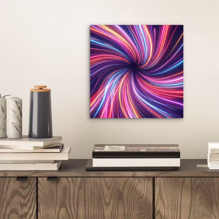 Abstract - Swirl - Futuristic - Neon aluminium wit klein -sfeer1