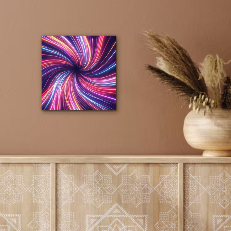 Abstract - Swirl - Futuristic - Neon aluminium wit klein -sfeer4