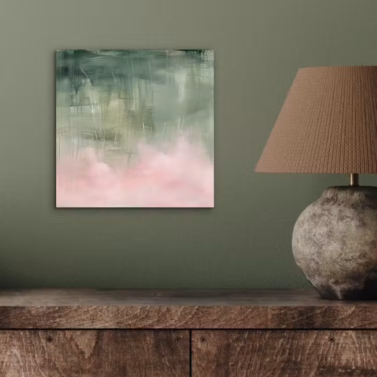 Kunst - Abstract - Modern - Groen - Roze aluminium wit klein -sfeer2