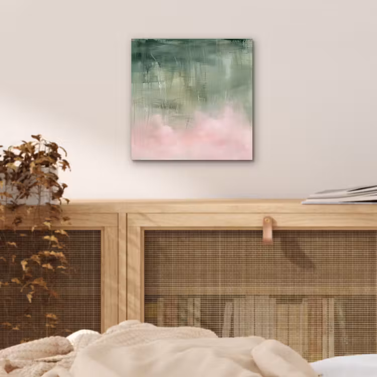 Kunst - Abstract - Modern - Groen - Roze aluminium wit klein -sfeer3