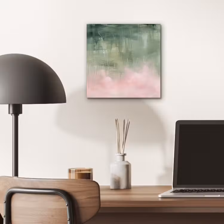 Kunst - Abstract - Modern - Groen - Roze aluminium wit klein -sfeer5
