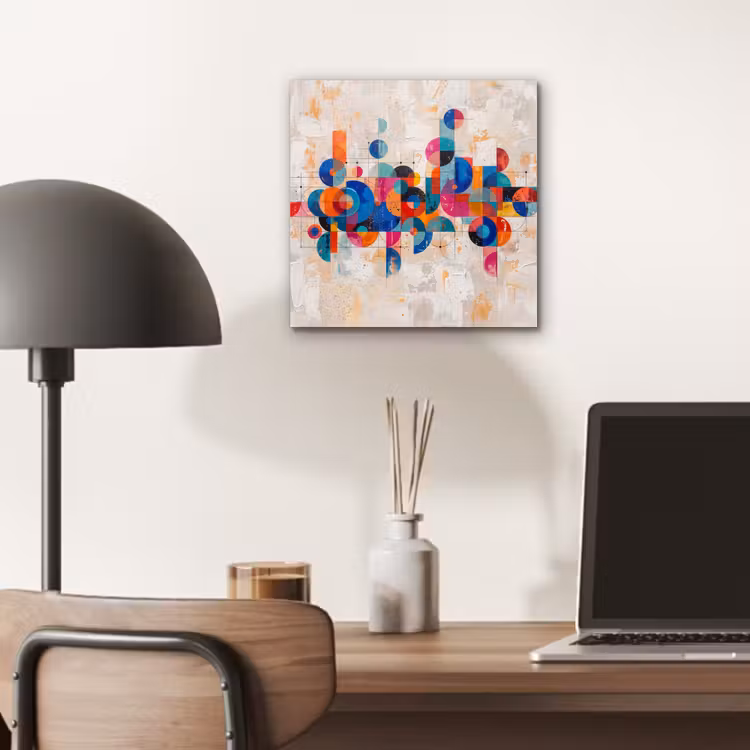 Kunst - Geometrisch - Abstract - Kleurrijk aluminium wit klein -sfeer5
