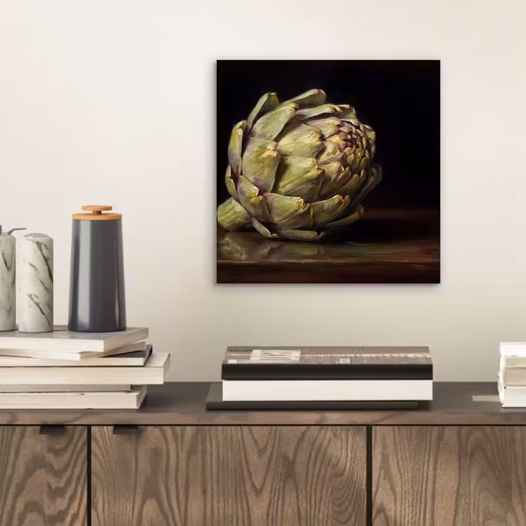 aluminium wall art - Artichoke - Food - Classic - Artichok - Eten - Klassiek aluminium wit klein