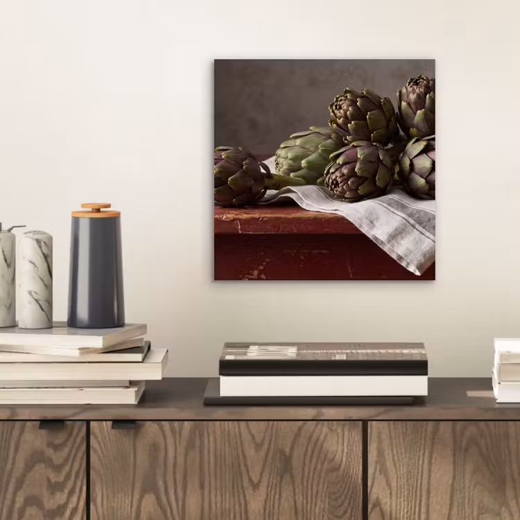 aluminium wall art - Artichoke - Food - Rustic - Artisjok - Eten - Rustiek aluminium wit klein