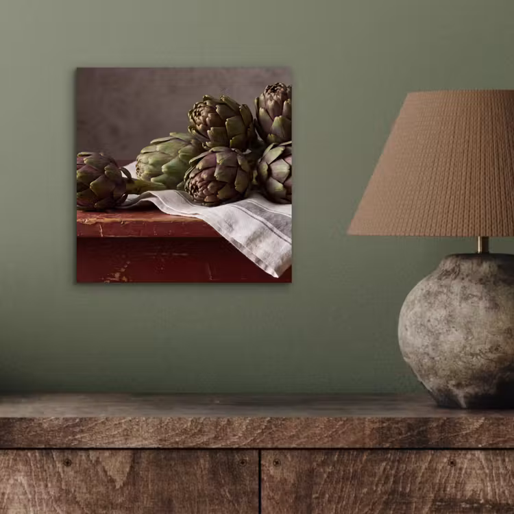 aluminium wall art - Artichoke - Food - Rustic - Artisjok - Eten - Rustiek aluminium wit klein