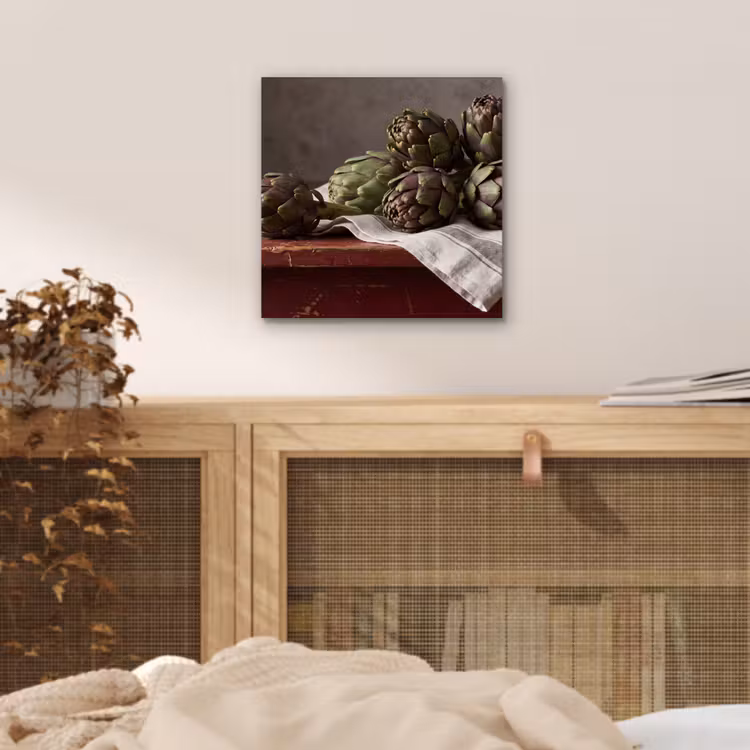 aluminium wall art - Artichoke - Food - Rustic - Artisjok - Eten - Rustiek aluminium wit klein