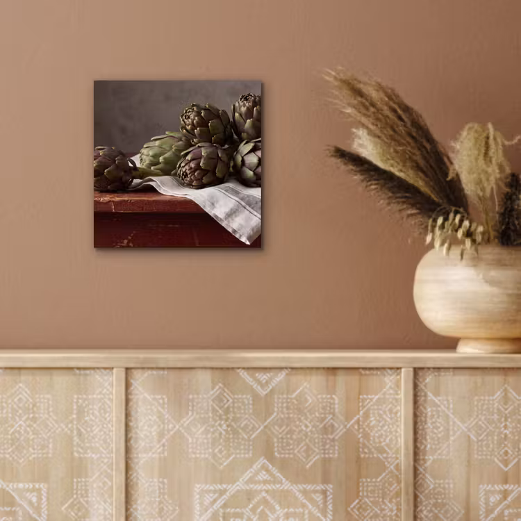 aluminium wall art - Artichoke - Food - Rustic - Artisjok - Eten - Rustiek aluminium wit klein