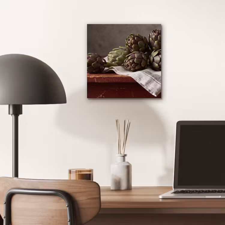 aluminium wall art - Artichoke - Food - Rustic - Artisjok - Eten - Rustiek aluminium wit klein
