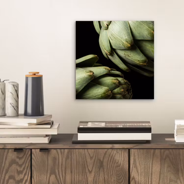 aluminium wall art - Artichoke - Green - Food - Artisjok - Groen - Eten aluminium wit klein