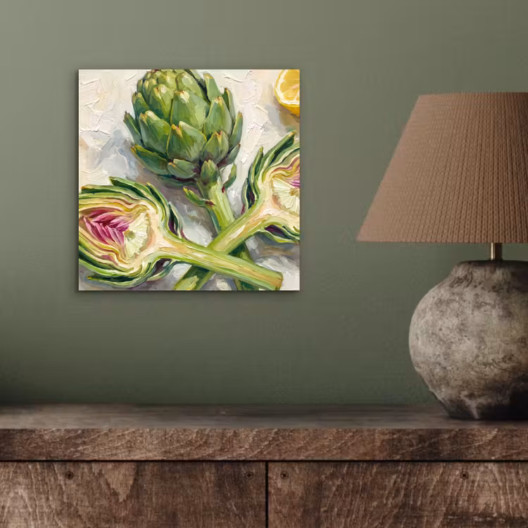 aluminium wall art - Artichoke - Lemon - Food - Artisjok - Citroen - Eten aluminium wit klein