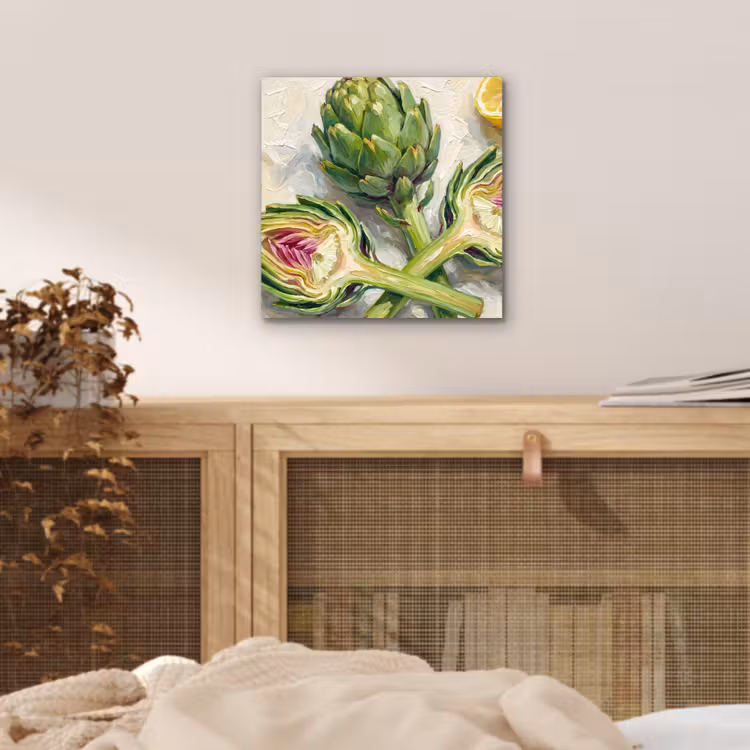 aluminium wall art - Artichoke - Lemon - Food - Artisjok - Citroen - Eten aluminium wit klein