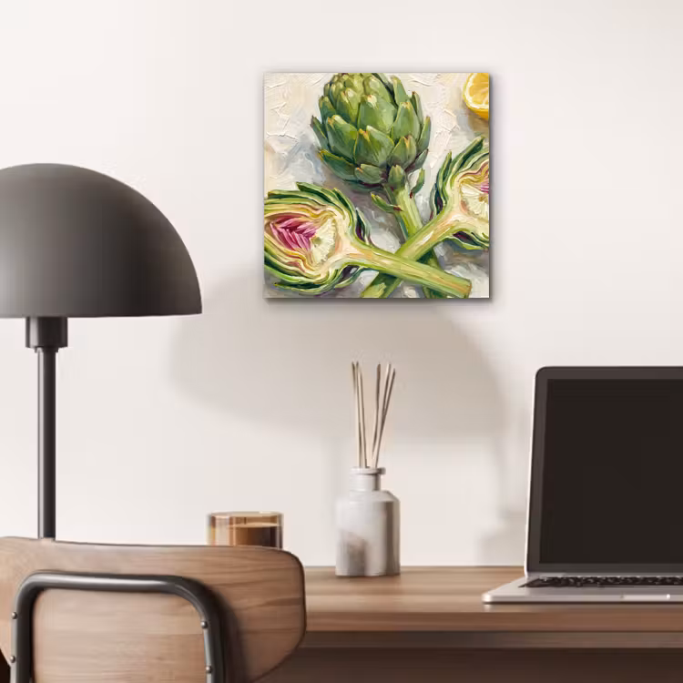 aluminium wall art - Artichoke - Lemon - Food - Artisjok - Citroen - Eten aluminium wit klein