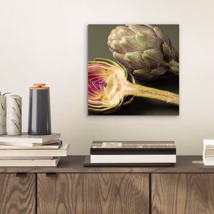 aluminium wall art - Artichoke - Purple - Food - Artisjok - Paars - Voedsel aluminium wit klein