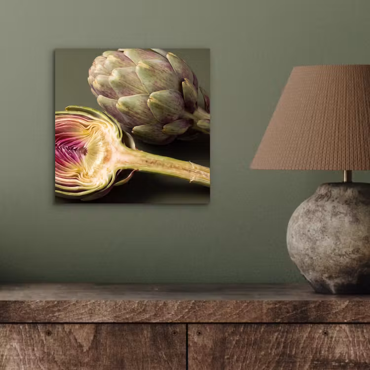 aluminium wall art - Artichoke - Purple - Food - Artisjok - Paars - Voedsel aluminium wit klein