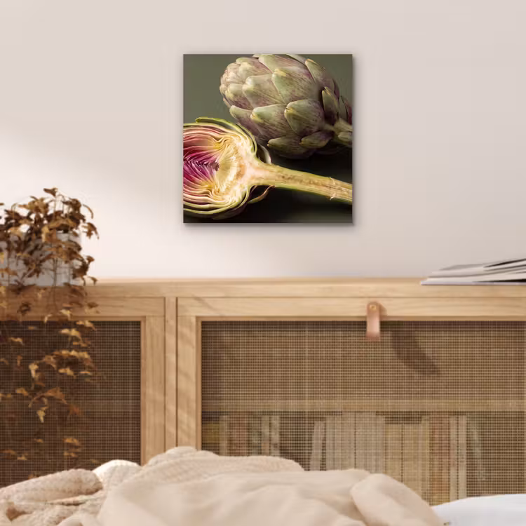 aluminium wall art - Artichoke - Purple - Food - Artisjok - Paars - Voedsel aluminium wit klein