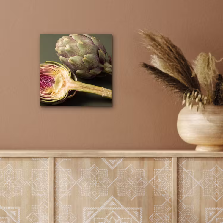 aluminium wall art - Artichoke - Purple - Food - Artisjok - Paars - Voedsel aluminium wit klein