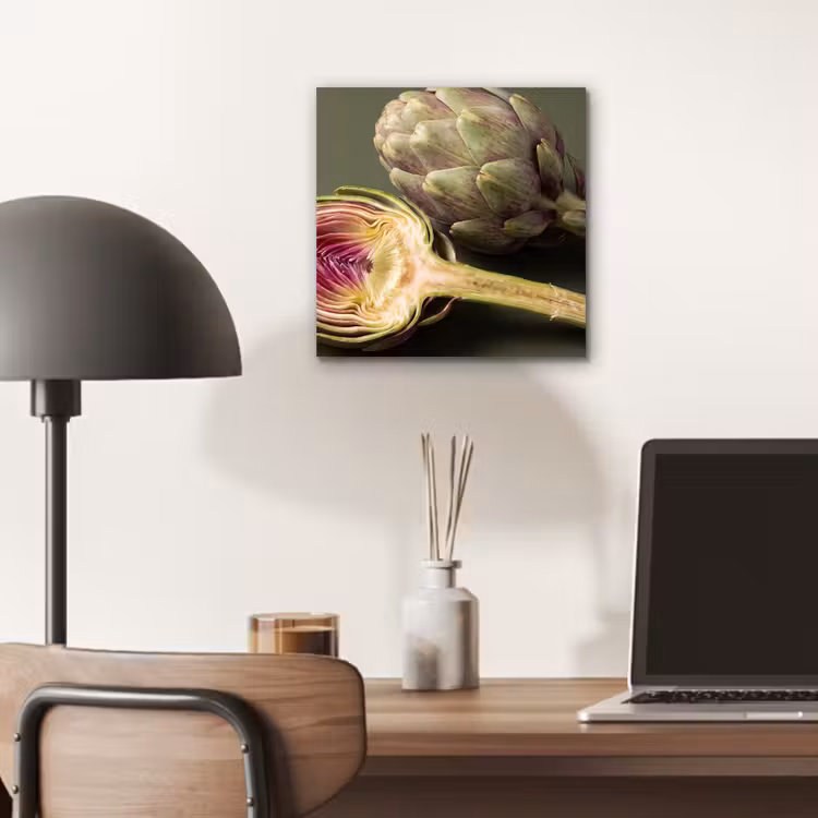 aluminium wall art - Artichoke - Purple - Food - Artisjok - Paars - Voedsel aluminium wit klein