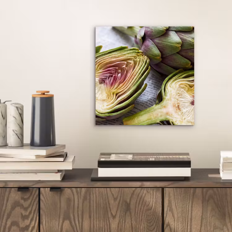aluminium wall art - Artichoke - Sliced - Food - Artisjok - Doorgesneden - Eten aluminium wit klein